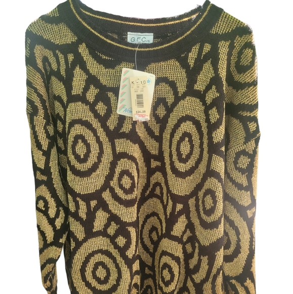 Vtg 80s GFC Black Gold Sweater NWT - Picture 1 of 12
